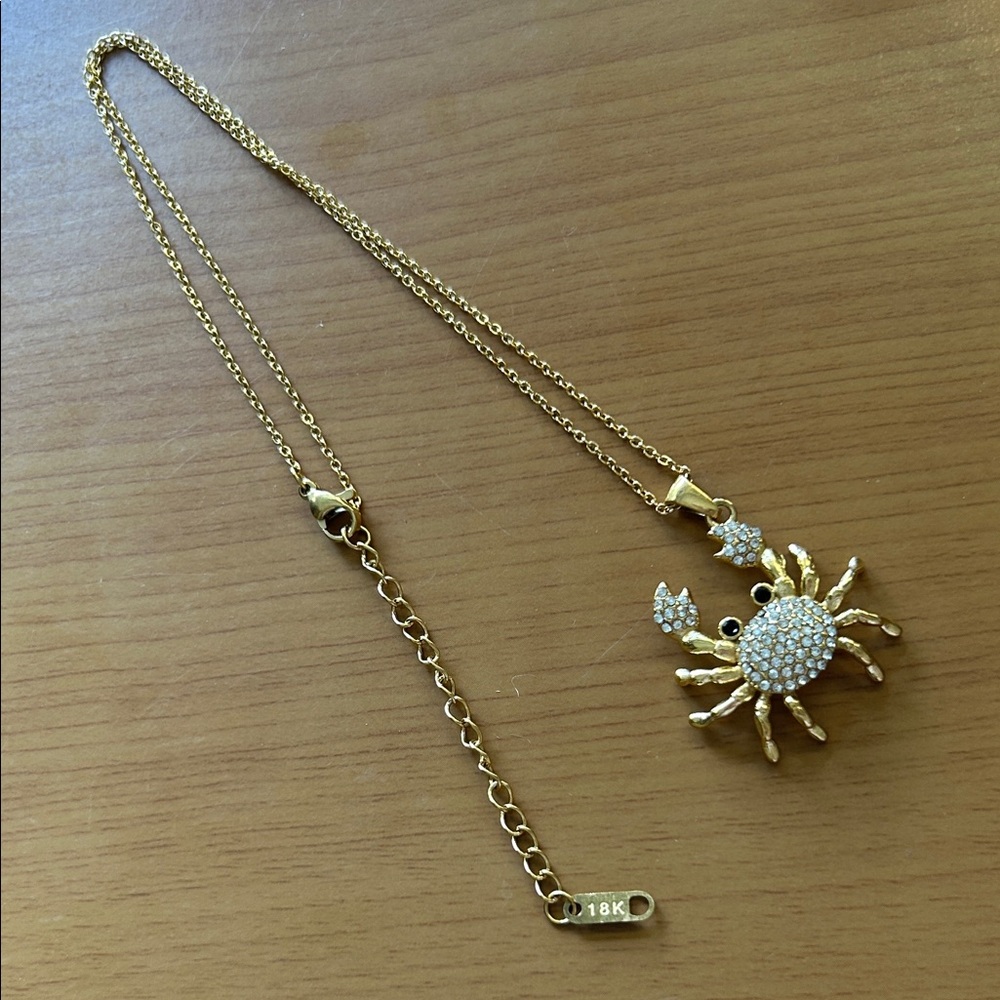 Gold Crab Pendant Necklace
